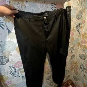 faux leather cargo pants